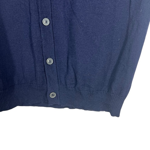 BELLWOOD 56 Fine Merino Wool Button Down V-Neck Sweater Vest Navy Blue - Picture 4 of 9